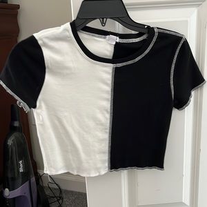 NWT- black and white baby tee